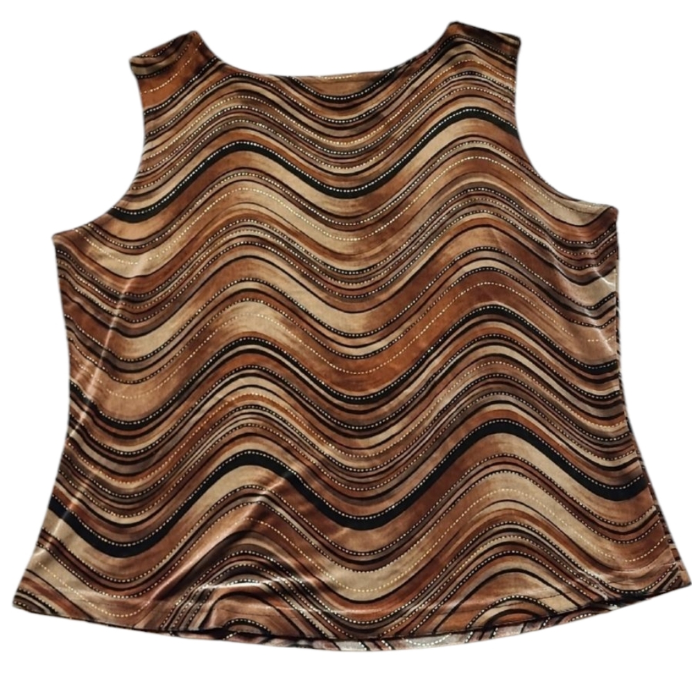 Velvet Gold Brown Wavy Shimmer Sparkle Tobi Tank Top Formal Party